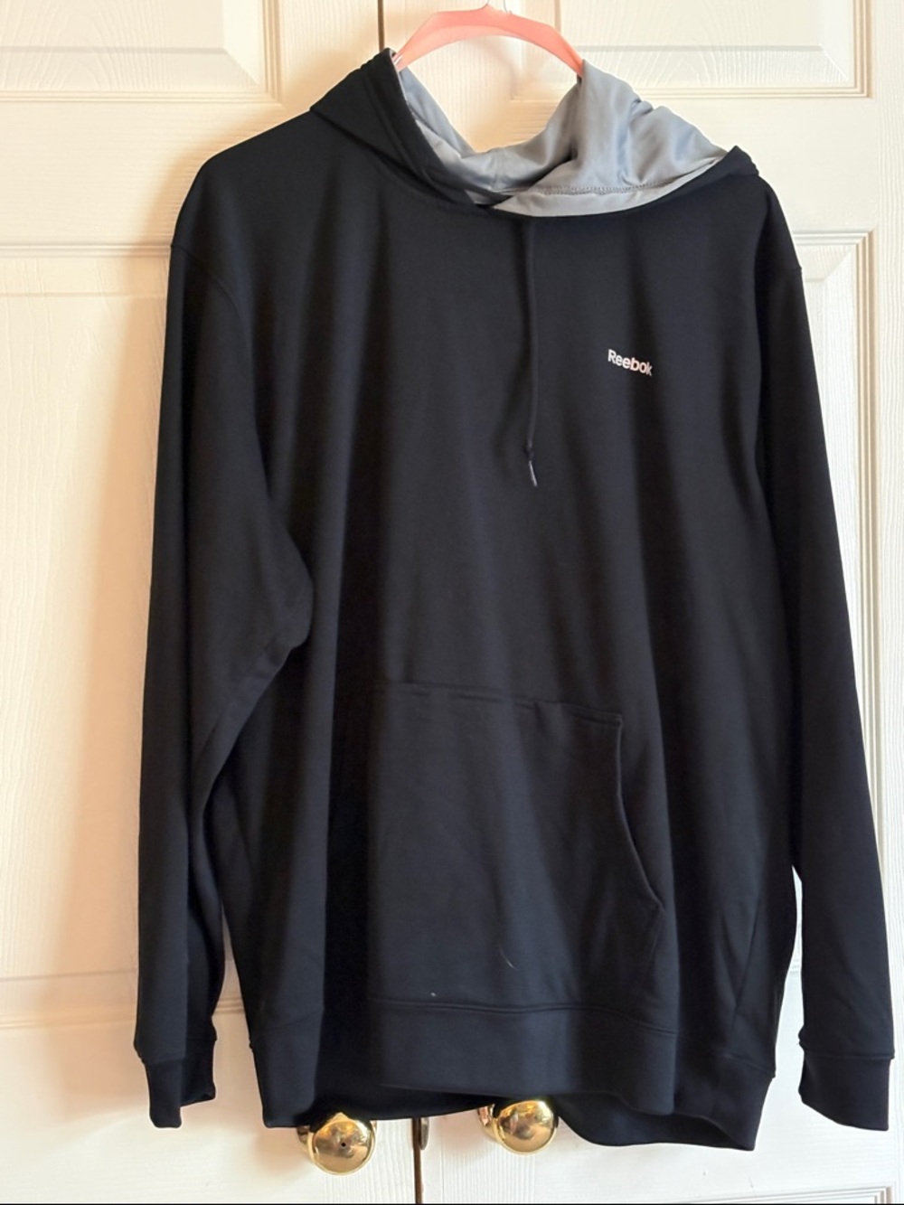 Reebok Black Hooded Pullover with Gray Lined Hood 2XL
